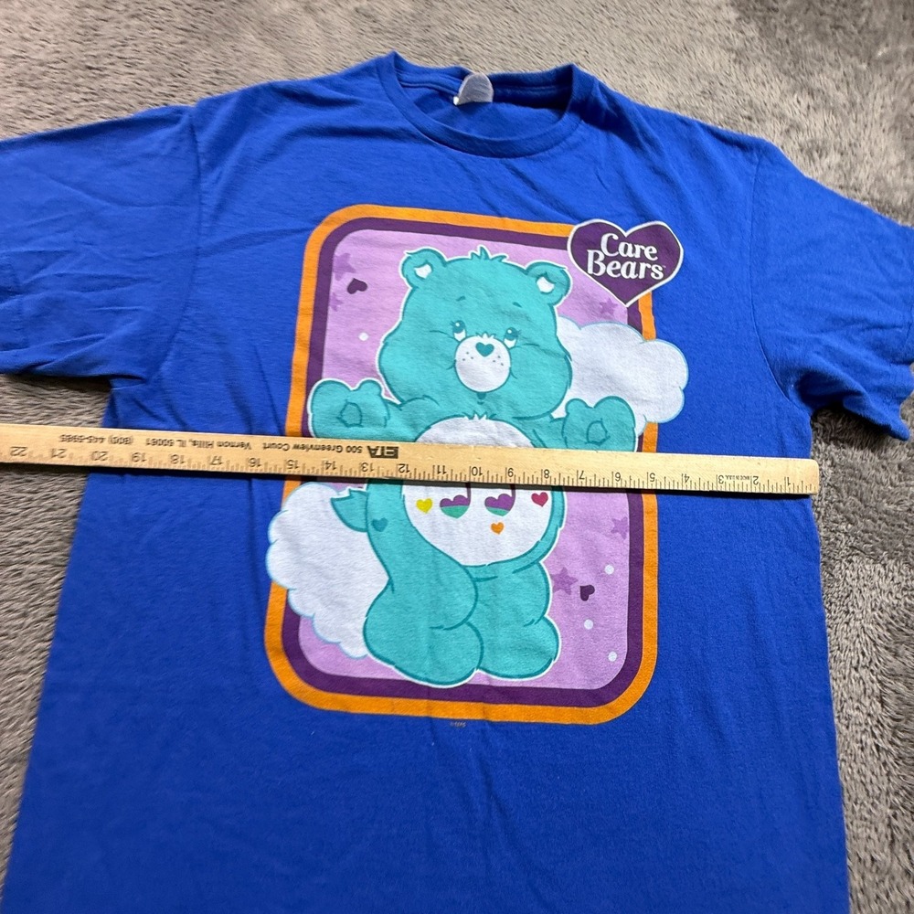 Care Bears Adult L Blue T-Shirt Music Hearts Vintage 80s Cartoon Graphic Tee - Picture 5 of 5